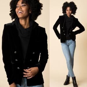 Veronica Beard Blazer Briar Black Miller Double Breasted Velvet Jacket Classic 2